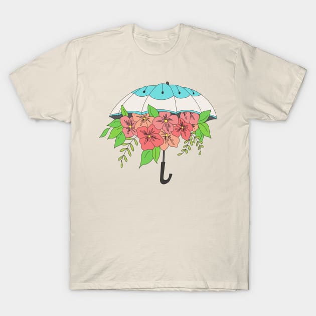 Umbrella of Flowers T-Shirt by Nataliatcha23